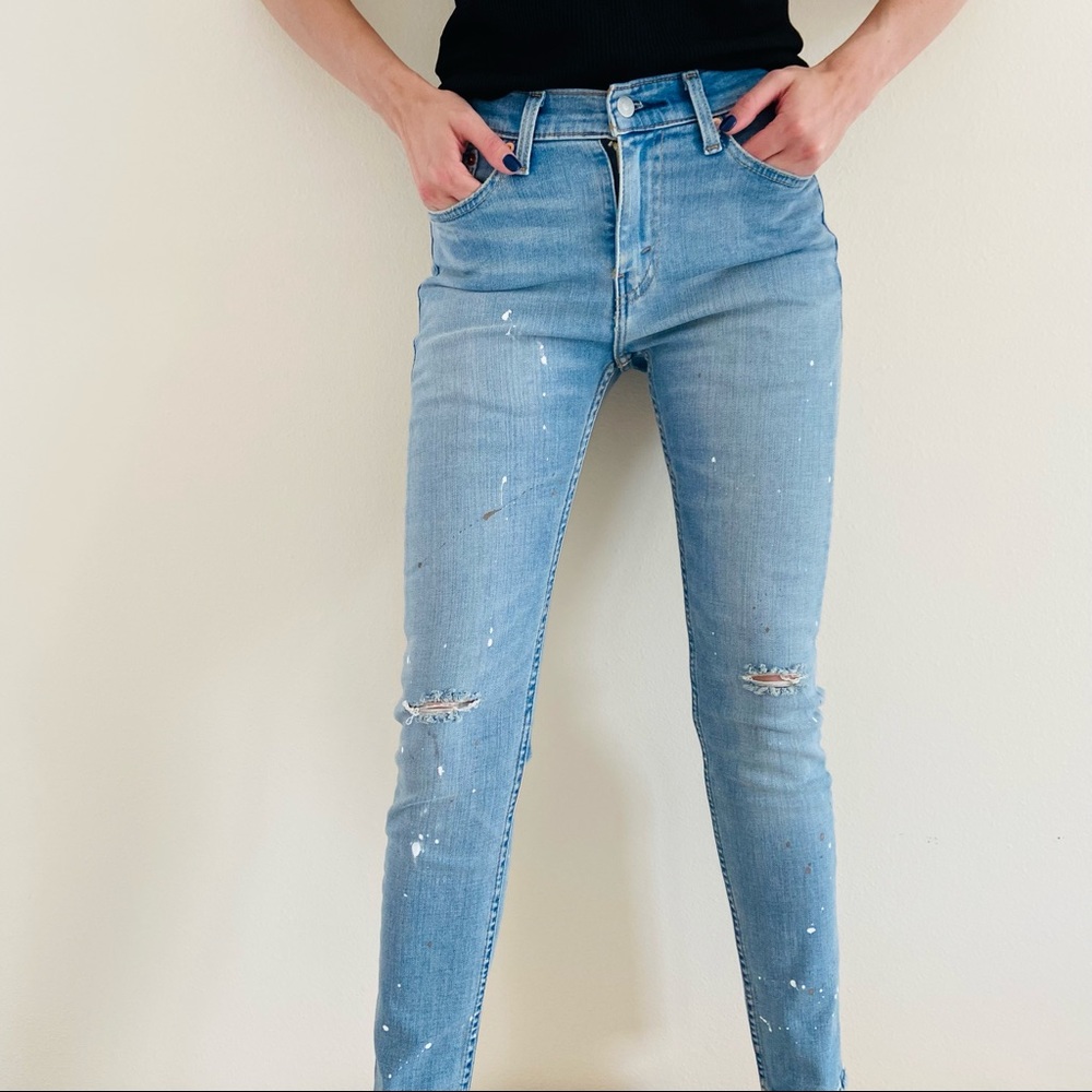 New Levi’s 510 Skinny Hight Rise Blue Distressed Jeans